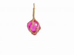 Pink Japanese Glass Ball Fishing Float With Brown Netting Decoration 3\