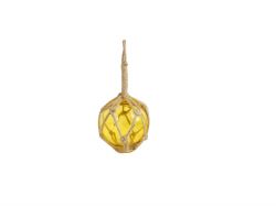 Yellow Japanese Glass Ball Fishing Float With Brown Netting Decoration 3\