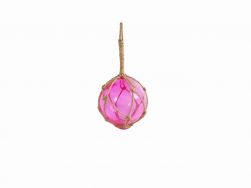 Pink Japanese Glass Ball Fishing Float With Brown Netting Decoration 4\