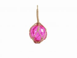Pink Japanese Glass Ball Fishing Float With Brown Netting Decoration 6\