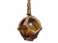 Amber Japanese Glass Ball Fishing Float With Brown Netting Decoration 2\