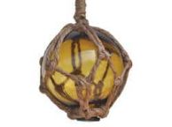 Amber Japanese Glass Ball Fishing Float With Brown Netting Decoration 3\