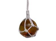 Amber Japanese Glass Ball Fishing Float With White Netting Decoration 2\
