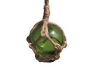 Green Japanese Glass Ball Fishing Float With Brown Netting Decoration 2\