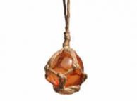Orange Japanese Glass Ball Fishing Float With Brown Netting Decoration 2\
