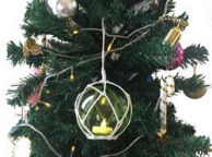 LED Lighted Green Japanese Glass Ball Fishing Float with White Netting Christmas Tree Ornament 4\