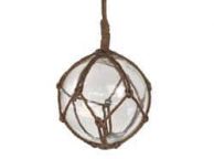 Clear Japanese Glass Ball Fishing Float With Brown Netting Decoration 6\