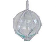 Clear Japanese Glass Ball Fishing Float With White Netting Decoration 6\
