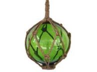 Green Japanese Glass Ball Fishing Float With Brown Netting Decoration 6\