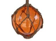 Orange Japanese Glass Ball Fishing Float With Brown Netting Decoration 6\