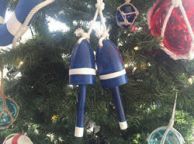 Wooden Dark Blue Decorative Maine Lobster Trap Buoys Christmas Ornament 7\
