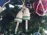 Wooden Vintage Green Decorative Maine Lobster Trap Buoys Christmas Ornament 7\