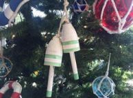 Wooden Vintage Light Green Decorative Maine Lobster Trap Buoys Christmas Ornament 7\