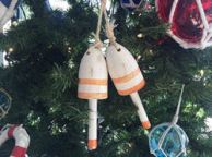 Wooden Vintage Orange Maine Decorative Lobster Trap Buoys Christmas Ornament 7\