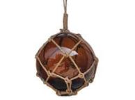 Amber Japanese Glass Ball Fishing Float With Brown Netting Decoration 12\