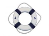 Classic White Decorative Anchor Lifering With Blue Bands Christmas Ornament 10\