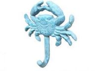 Rustic Light Blue Whitewashed Cast Iron Wall Mounted Crab Hook 5\
