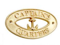 Brass Captains Quarters Oval Sign with Anchor 8\