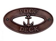 Antique Copper Poop Deck Oval Sign with Anchor 8\