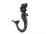 Antique Silver Cast Iron Decorative Mermaid Hook 6\
