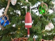 Wooden Red Maine Lobster Trap Buoy Christmas Tree Ornament