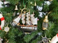 Wooden USS Constitution Model Ship Christmas Tree Ornament