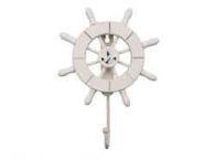 White Decorative Ship Wheel with Anchor and Hook 8\
