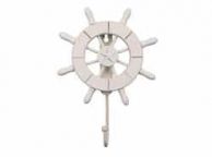 White Decorative Ship Wheel with Starfish and Hook 8\