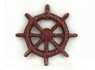 Red Whitewashed Cast Iron Ship Wheel Bottle Opener 3.75\
