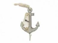 Wooden Whitewashed Decorative Anchor with Hook 7\