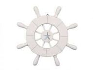 White Decorative Ship Wheel With Starfish 9\