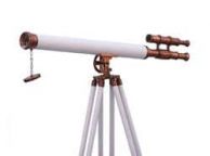 Floor Standing Antique Copper With White Leather Griffith Astro Telescope 65\