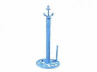 Rustic Dark Blue Whitewashed Cast Iron Anchor Paper Towel Holder 16\