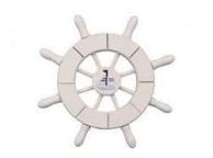 White Decorative Ship Wheel With Sailboat 6\