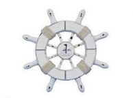 Rustic White Decorative Ship Wheel With Sailboat 6\