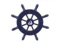 Dark Blue Decorative Ship Wheel With Sailboat 6\