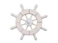 White Decorative Ship Wheel With Seashell  6\