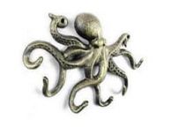 Antique Gold Cast Iron Octopus Hook 11\