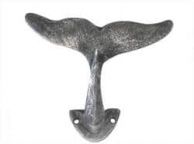 Antique Silver Cast Iron Decorative Whale Tail Hook 5\