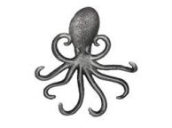 Rustic Silver Cast Iron Wall Mounted Octopus Hooks 7\