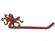 Rustic Red Cast Iron Octopus Toilet Paper Holder 11\