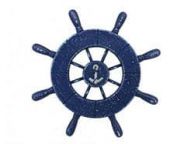 Rustic All Dark Blue Decorative Ship Wheel With Anchor 9\