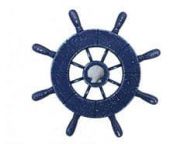 Rustic All Dark Blue Decorative Ship Wheel With Seashell 9\