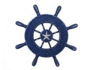Rustic All Dark Blue Decorative Ship Wheel With Starfish 9\