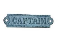 Light Blue Whitewashed Cast Iron Captain Sign 6\