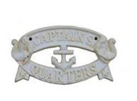 Antique White Cast Iron Captains Quarters Sign 8\