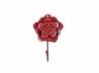 Red Whitewashed Cast Iron Decorative Rose Hook 7\