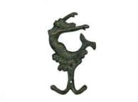 Antique Seaworn Bronze Cast Iron Mermaid Key Hook 6\