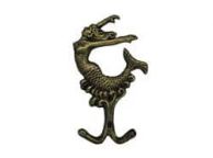 Antique Gold Cast Iron Mermaid Key Hook 6\