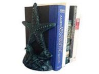 Set of 2- Seaworn Blue Cast Iron Starfish Book Ends 11\